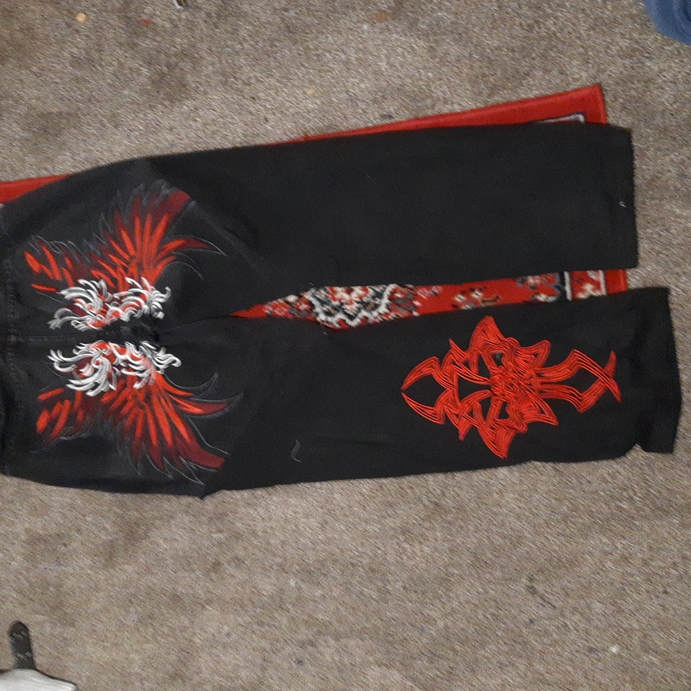 Mens black denim embroidery